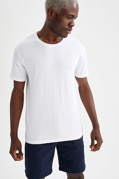 DeFacto, Set de tricou si pantaloni scurti regular fit, Bleumarin/Alb DeFacto, Set de tricou si pantaloni scurti regular fit, Bleumarin/Alb