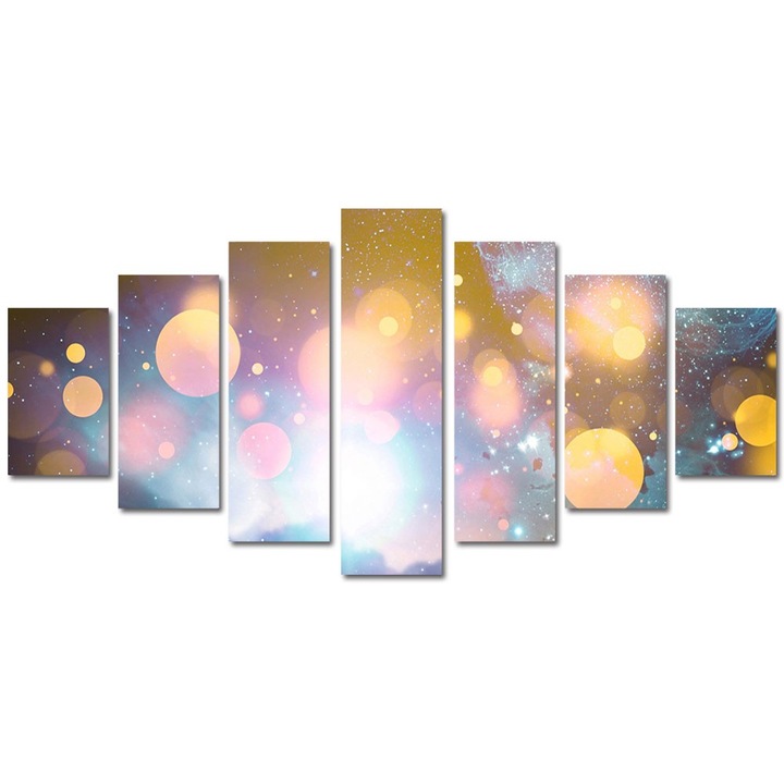 Tablou Multicanvas 7 Piese Abstract Decorativ, Energii portocalii, 90 x 175 cm