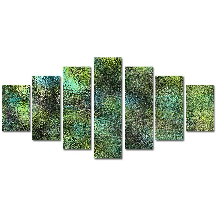 Tablou Multicanvas 7 Piese Abstract Decorativ, Verde scurs, 90 x 175 cm