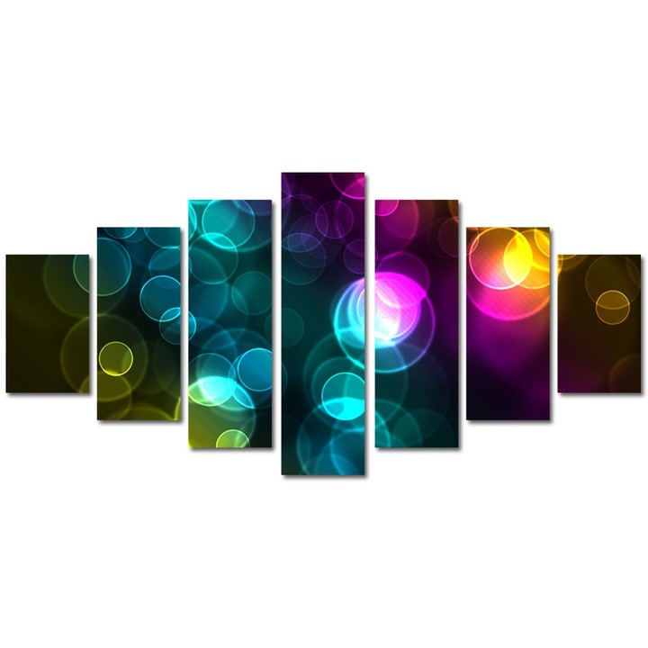 Tablou Multicanvas 7 Piese Abstract Decorativ, Luminite, 90 x 175 cm