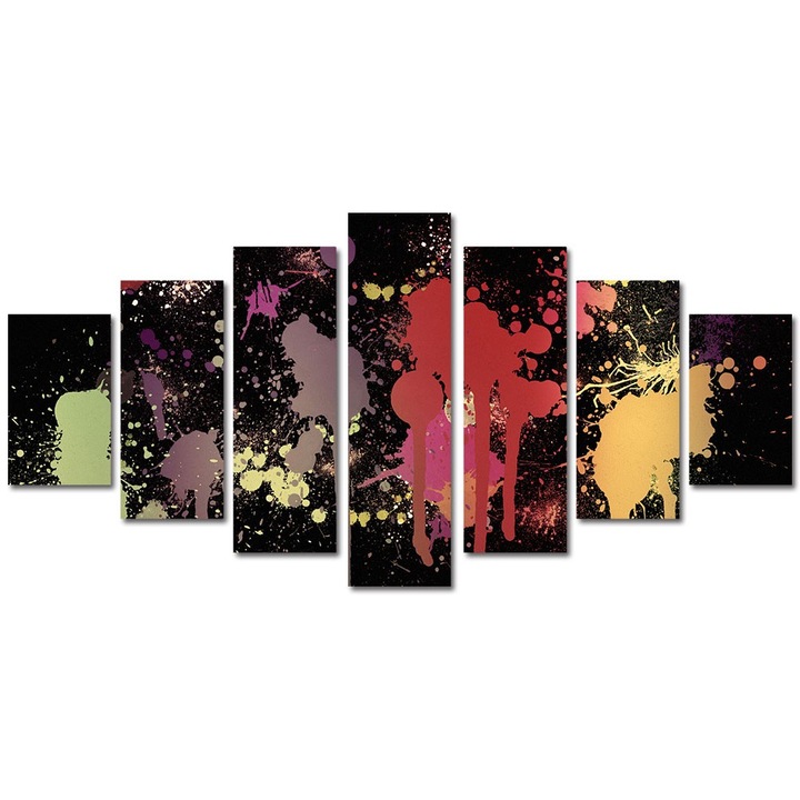 Tablou Multicanvas 7 Piese Abstract Decorativ, Pete de vopsea, 90 x 175 cm