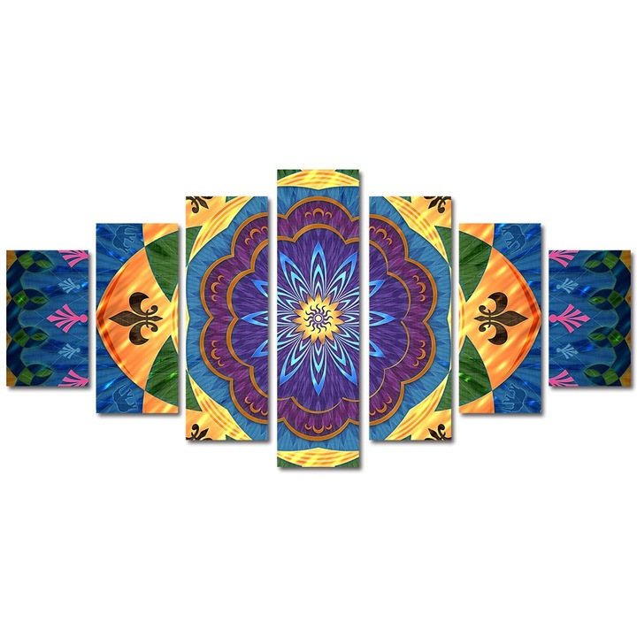 Tablou Multicanvas 7 Piese Abstract Decorativ, Motiv tribal, 90 x 175 cm