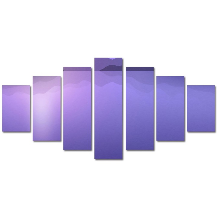 Tablou Multicanvas 7 Piese Abstract Decorativ, Peisaj Violet, 90 x 175 cm