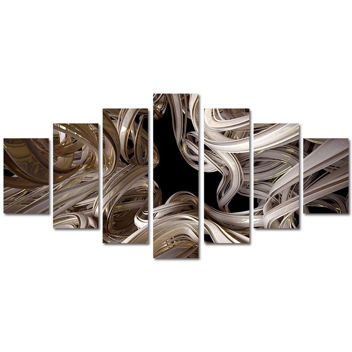 Tablou Multicanvas 7 Piese Abstract Decorativ, Curbe, 90 x 175 cm
