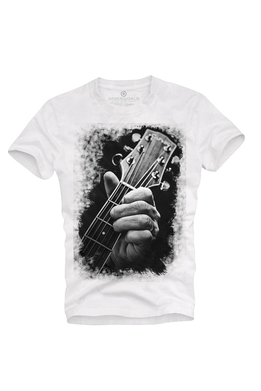 Tricou Guitar Head, UNDERWORLD, Bumbac, Alb