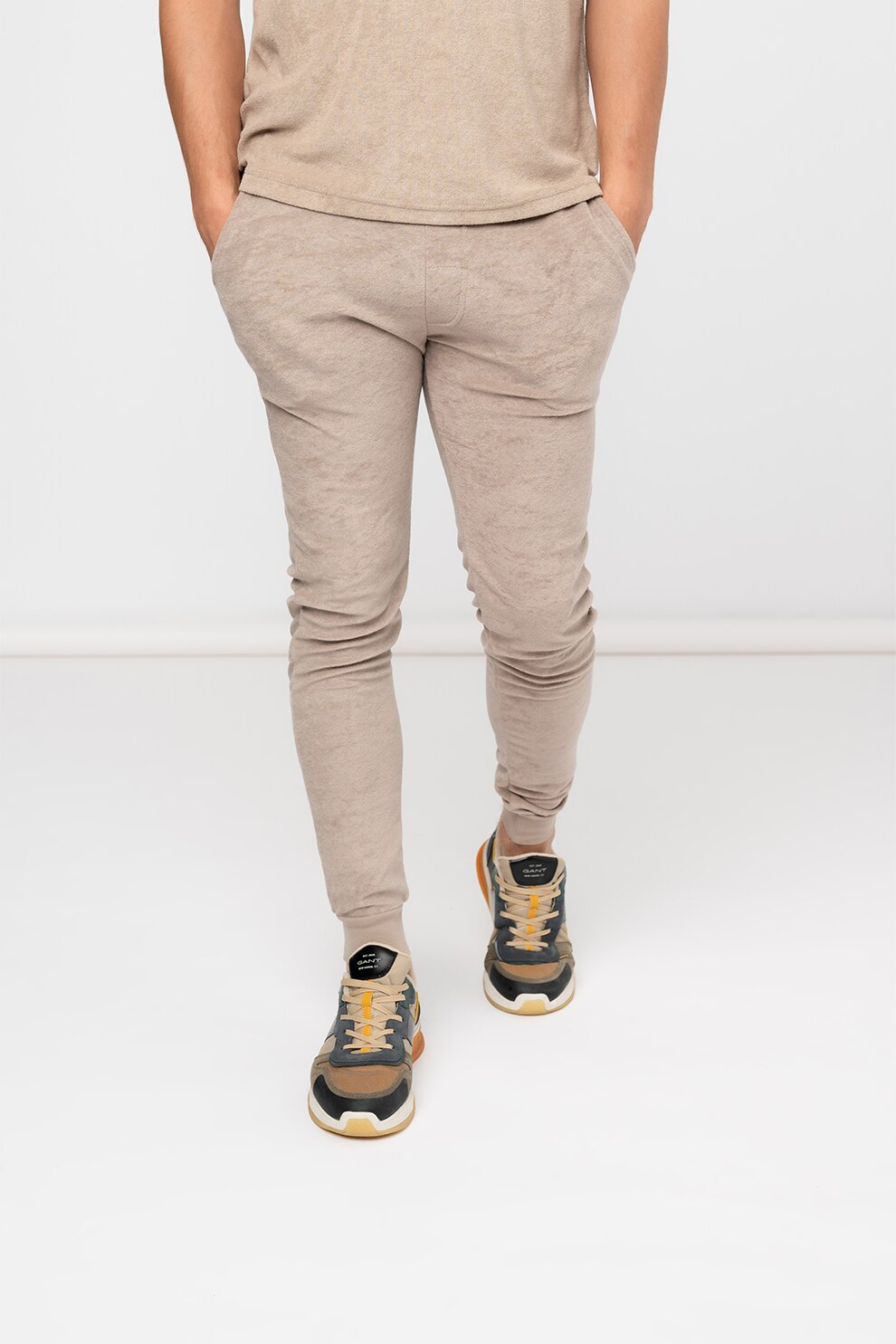 BRAVE SOUL, Pantaloni jogger cu buzunare oblice Higson, Maro nisip