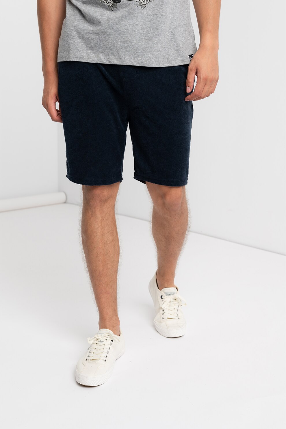 BRAVE SOUL, Bermude din material terry Chat, Bleumarin inchis