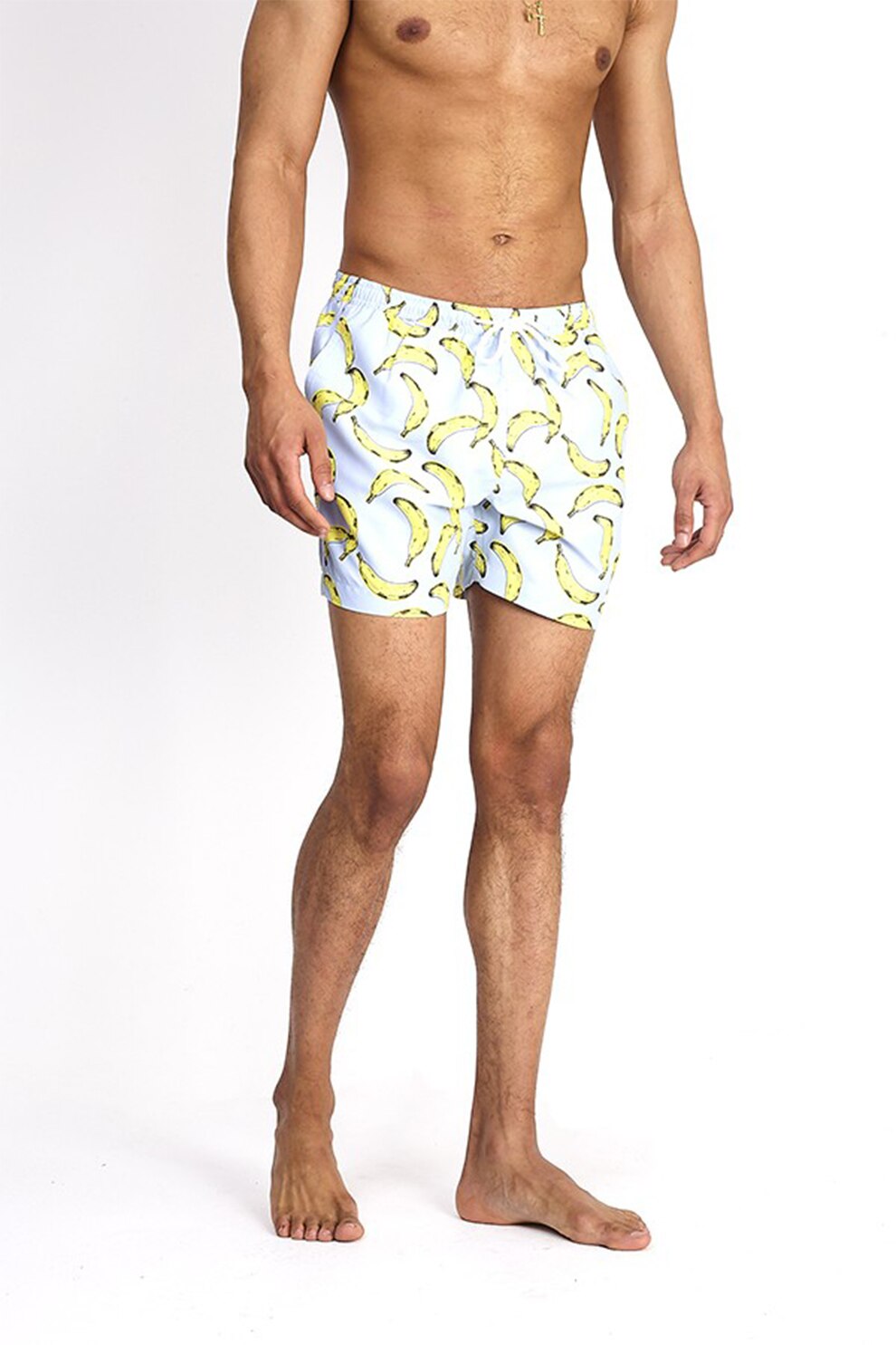 BRAVE SOUL, Pantaloni scurti de baie cu imprimeu Burro, Bleu/Galben, L