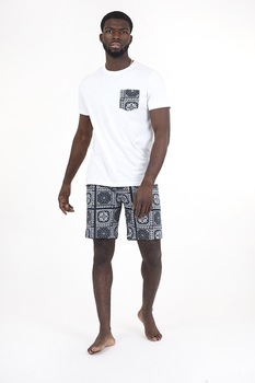 BRAVE SOUL, Set de pantaloni scurti si tricou de jerseu Knellb - 2 piese, Alb/Bleumarin, M BRAVE SOUL, Set de pantaloni scurti si tricou de jerseu Knellb - 2 piese, Alb/Bleumarin, M
