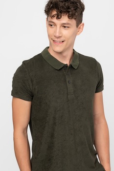 BRAVE SOUL, Tricou polo din material terry Atkinson, Verde militar BRAVE SOUL, Tricou polo din material terry Atkinson, Verde militar