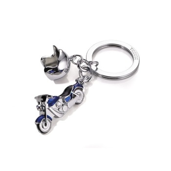 Breloc motocicleta si casca Troika, cristale, albastru Breloc motocicleta si casca Troika, cristale, albastru