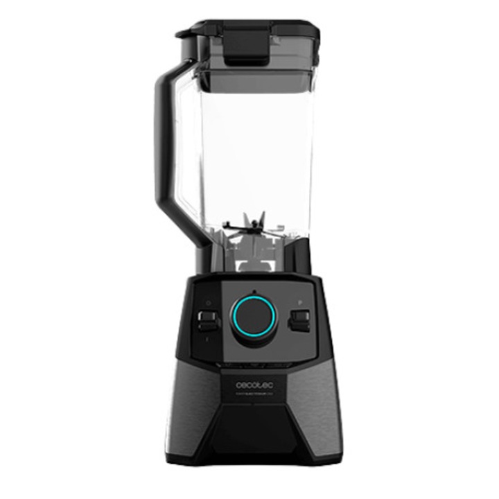 Blender de masa Cecotec 4118 Power Black Titanium 2000 Pro, Putere 2000 W, 32500 RPM, 3 programe predefinite, 8 lame cu acoperire Titan, Negru