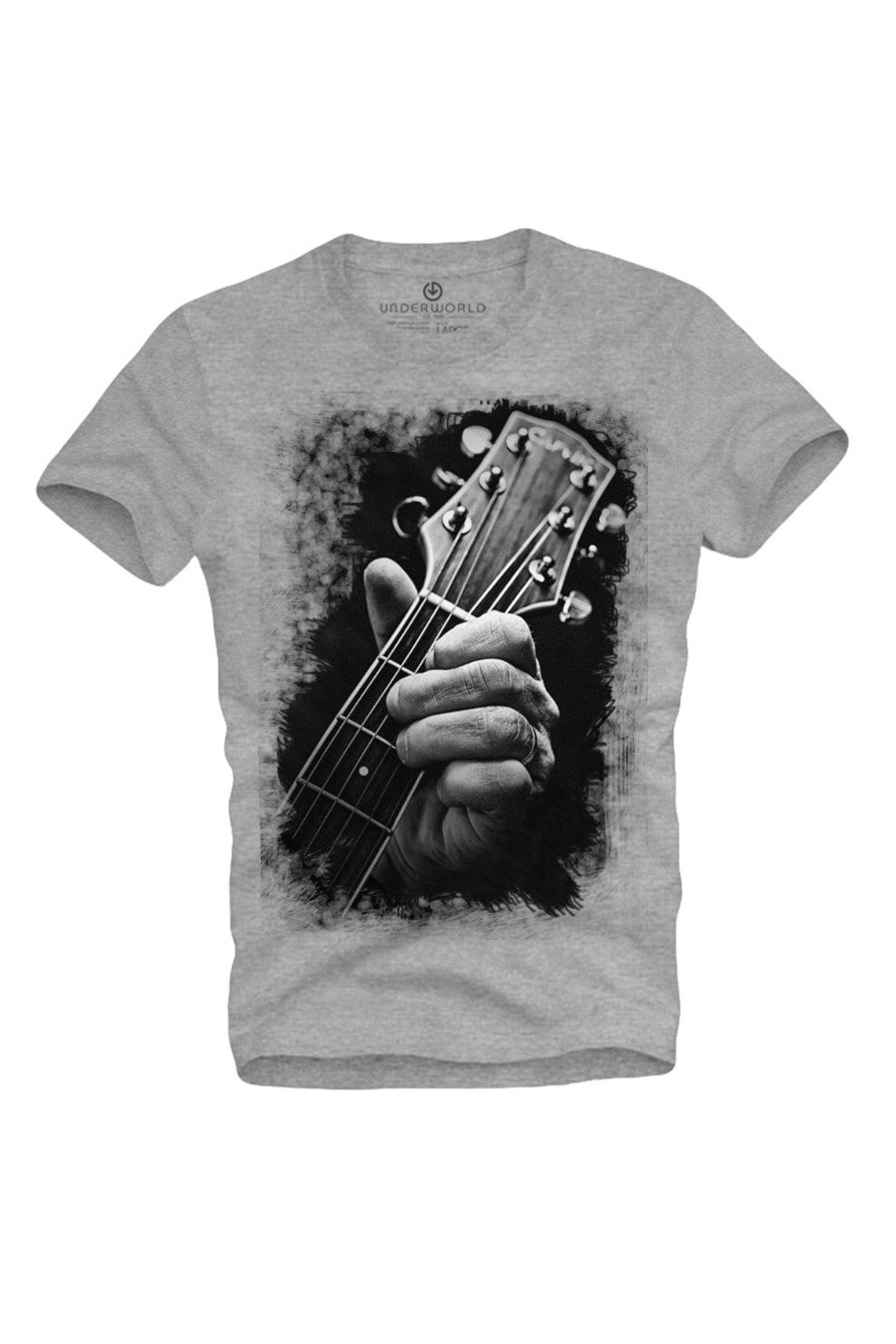Tricou Guitar Head, UNDERWORLD, Bumbac, Gri