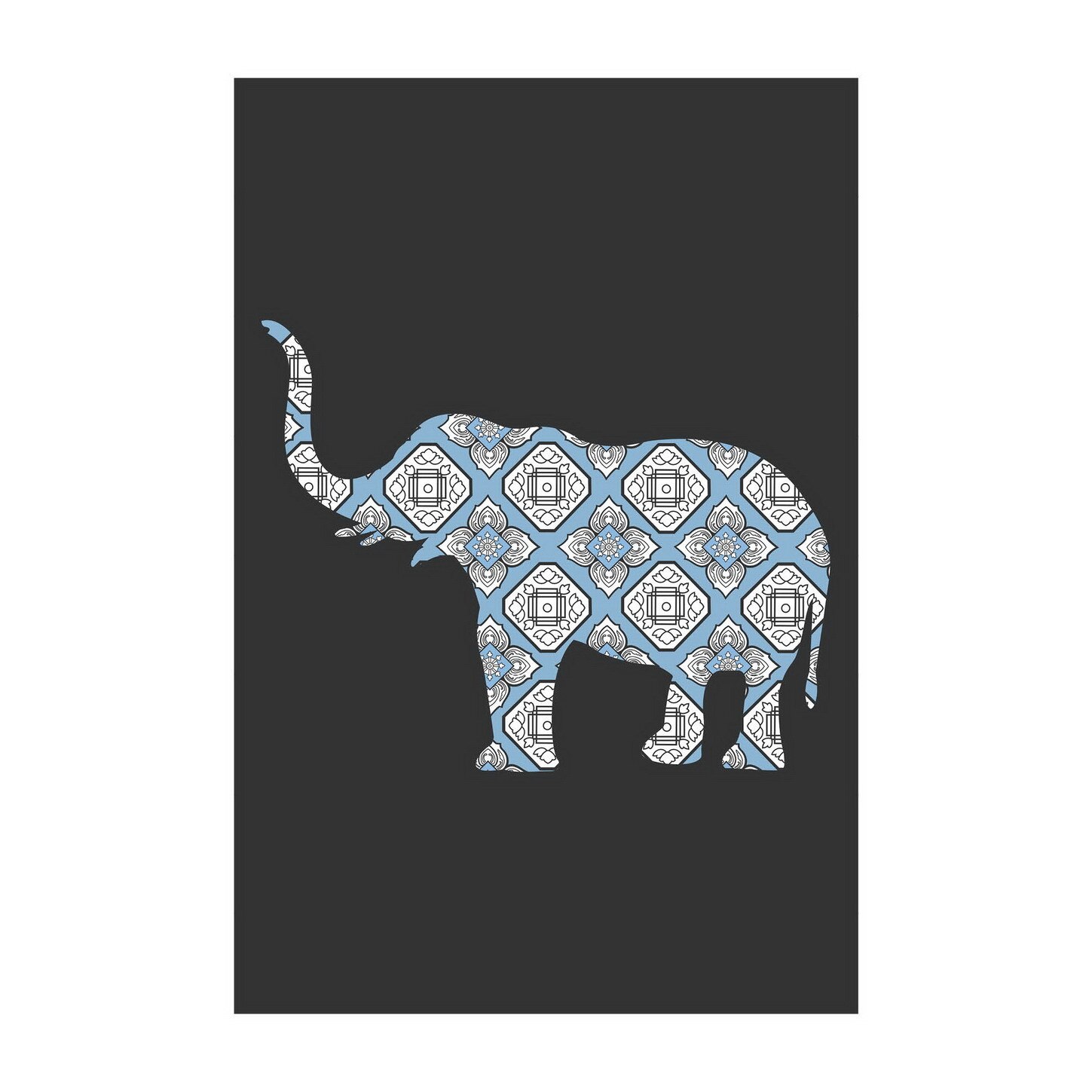 Poster -50x70 cm -Elefant din ornament albastru
