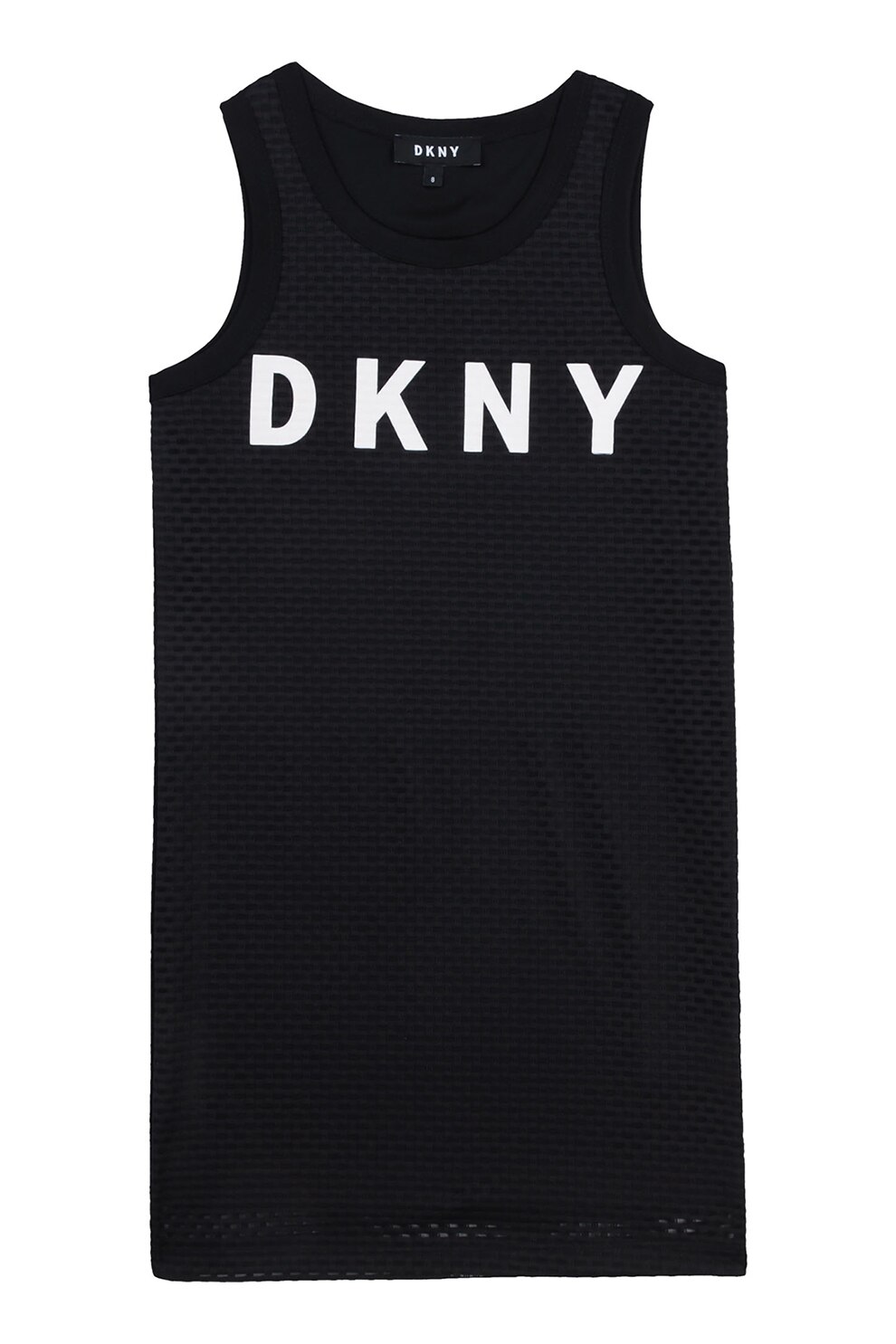 DKNY, Rochie cu imprimeu logo, fara maneci, Negru/Alb