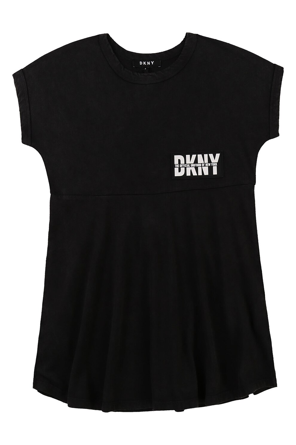 DKNY, Rochie babydoll cu detaliu logo, Negru