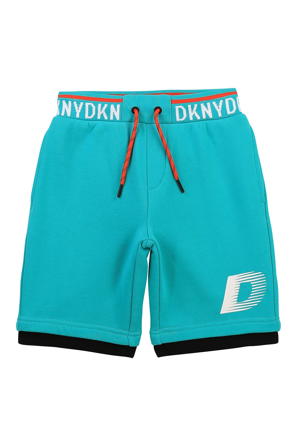 DKNY, Pantaloni scurti cu banda logo in talie, Turcoaz