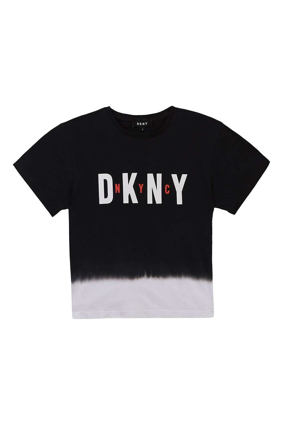 DKNY, Tricou cu decolteu rotund si imprimeu logo, Negru