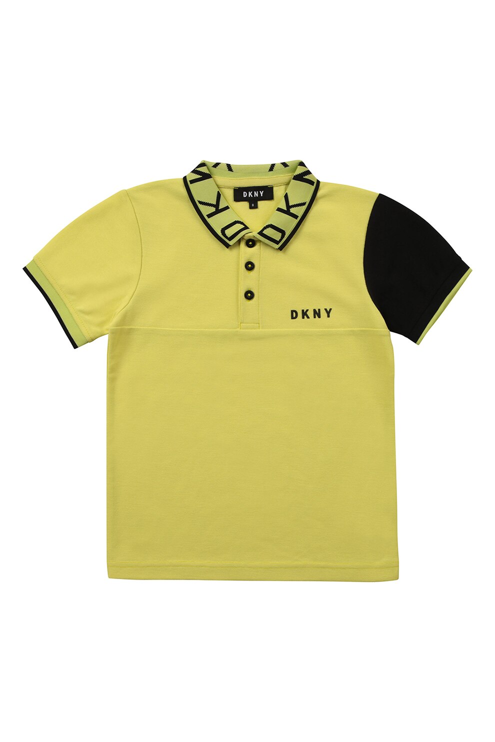 DKNY, Tricou polo cu imprimeu logo, Galben/Negru
