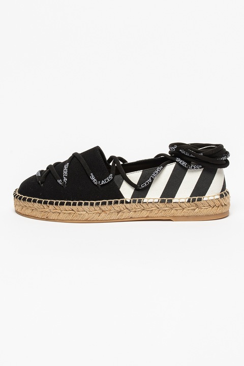 TÖRKEFEHÉR, fekete / fehér vászon espadrillák, fekete / fehér, 39