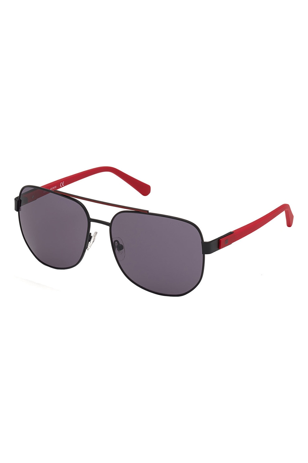 Guess, Ochelari de soare aviator in doua nuante, Negru/Rosu, 61-16-140 Standard