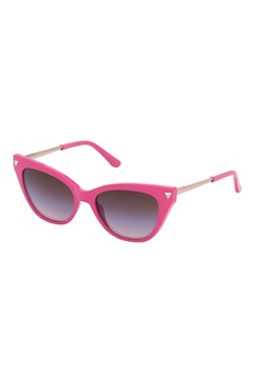 Guess, Ochelari de soare cat-eye cu lentile in degrade, Fucsia/Auriu, 54-18-145 Standard Guess, Ochelari de soare cat-eye cu lentile in degrade, Fucsia/Auriu, 54-18-145 Standard