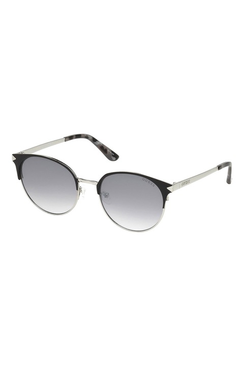 Guess, Слънчеви очила Cat-Eye с метална рамка, 53-18-135 Standard, Сребрист/Черен