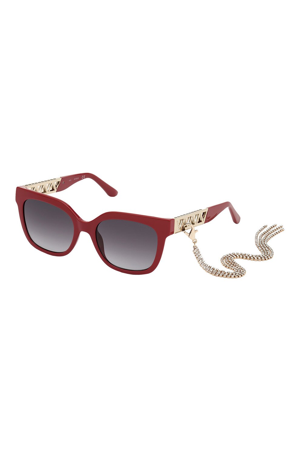 Guess, Ochelari de soare patrati cu accesoriu detasabil, Rosu Bordeaux/Auriu, 54-19-145 Standard