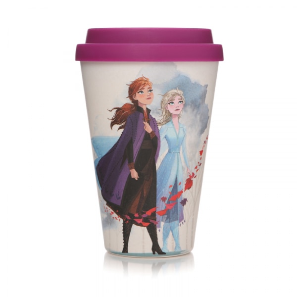 Cana de voiaj Frozen 2 - Spirits of Nature, Bambus, 475 ml, Alb / Roz