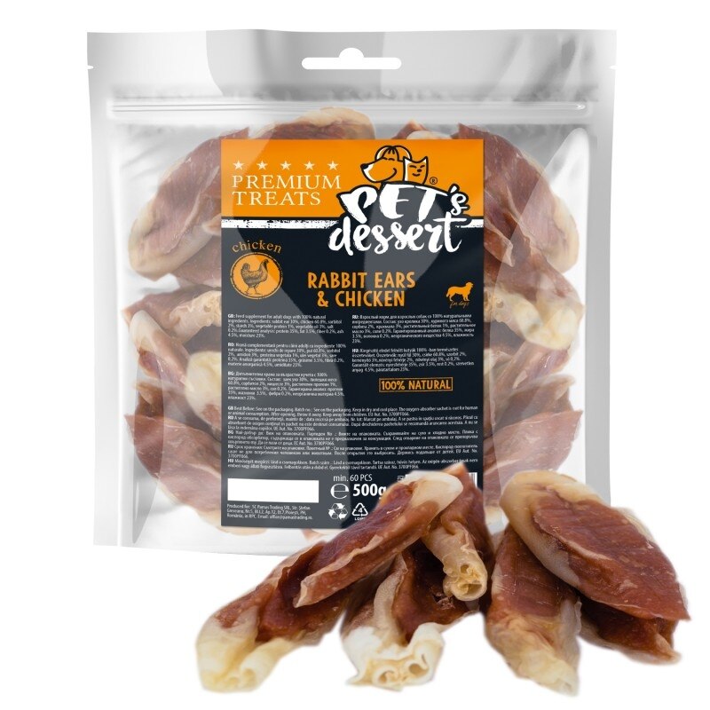 Recompense Pet'S Dessert Rabbit Ears & Chicken 500 g