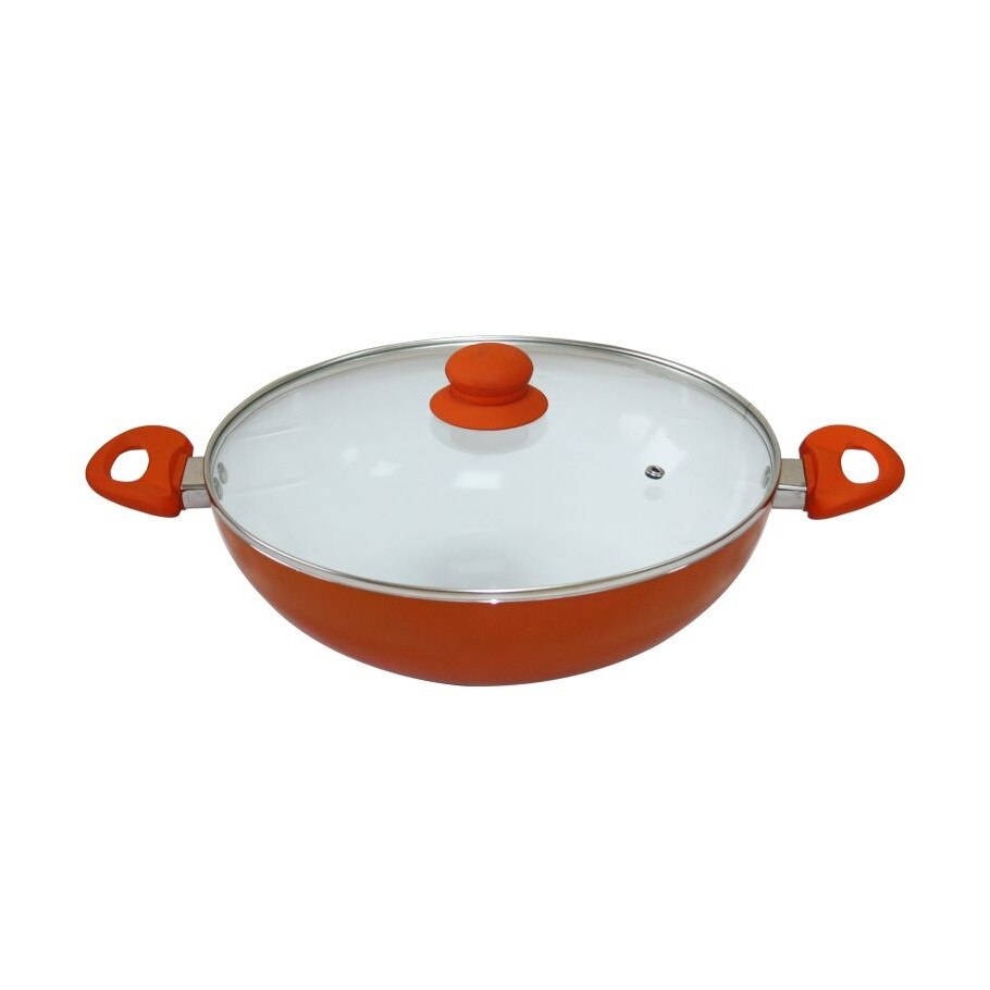 Tigaie, Elekom, Wok, Ceramica, Portocaliu, 30 cm