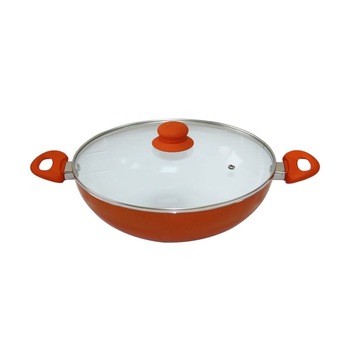 Tigaie, Elekom, Wok, Ceramica, Portocaliu, 30 cm Tigaie, Elekom, Wok, Ceramica, Portocaliu, 30 cm