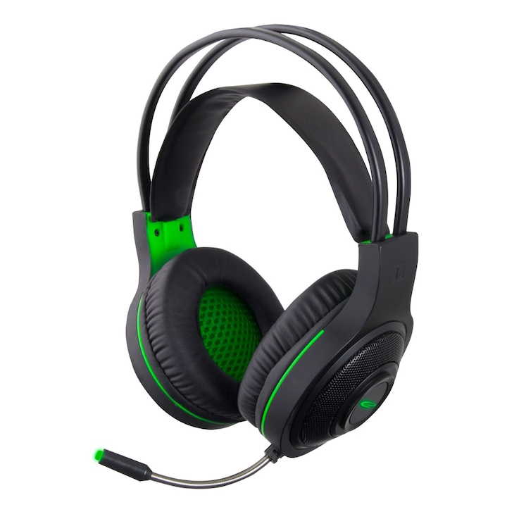 Esperanza EGH430 Thunderbird Jack 3.5mm / USB fekete-zöld mikrofonos gamer fejhallgató