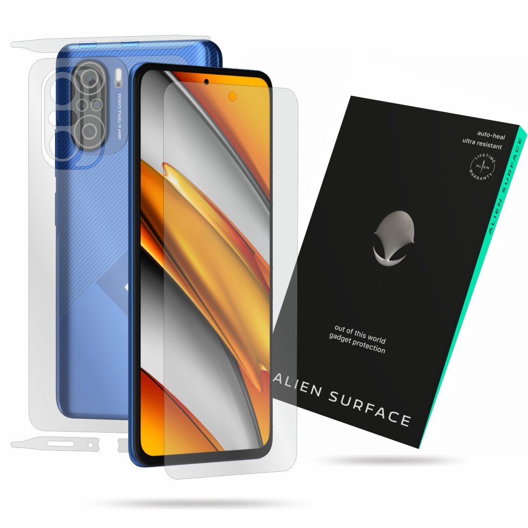 Folie Alien Surface, compatibila cu Xiaomi Poco F3, protectie ecran, spate, laterale