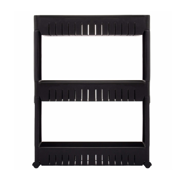 Dulap modular mobil Springos pentru baie sau bucatarie, cu 3 rafturi, 70x54 cm, negru