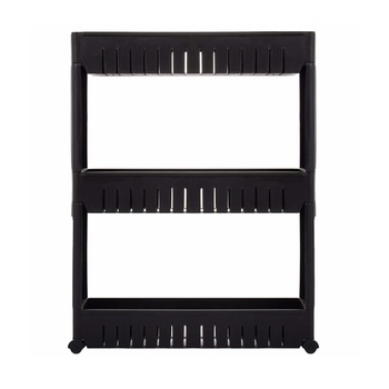 Dulap modular mobil Springos pentru baie sau bucatarie, cu 3 rafturi, 70x54 cm, negru Dulap modular mobil Springos pentru baie sau bucatarie, cu 3 rafturi, 70x54 cm, negru