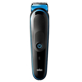 Set Aparat de tuns barba BRAUN MGK3242, Autonomie 80 min, plus Aparat de Ras, Negru-Albastru Set Aparat de tuns barba BRAUN MGK3242, Autonomie 80 min, plus Aparat de Ras, Negru-Albastru
