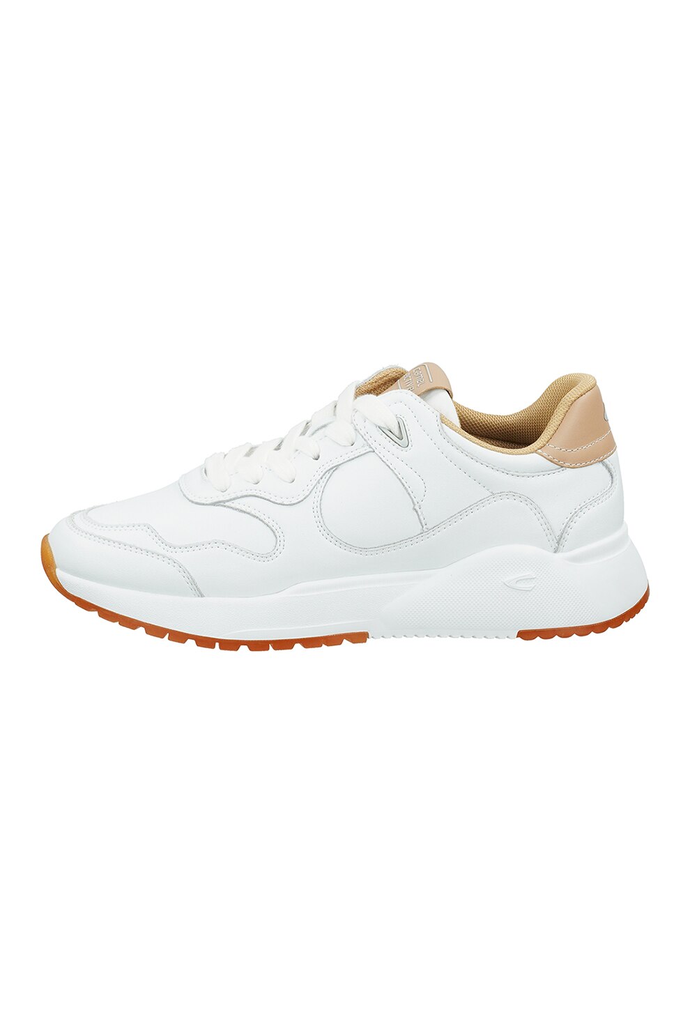 Camel Active, Pantofi sport din piele cu detalii contrastante, Alb/Portocaliu