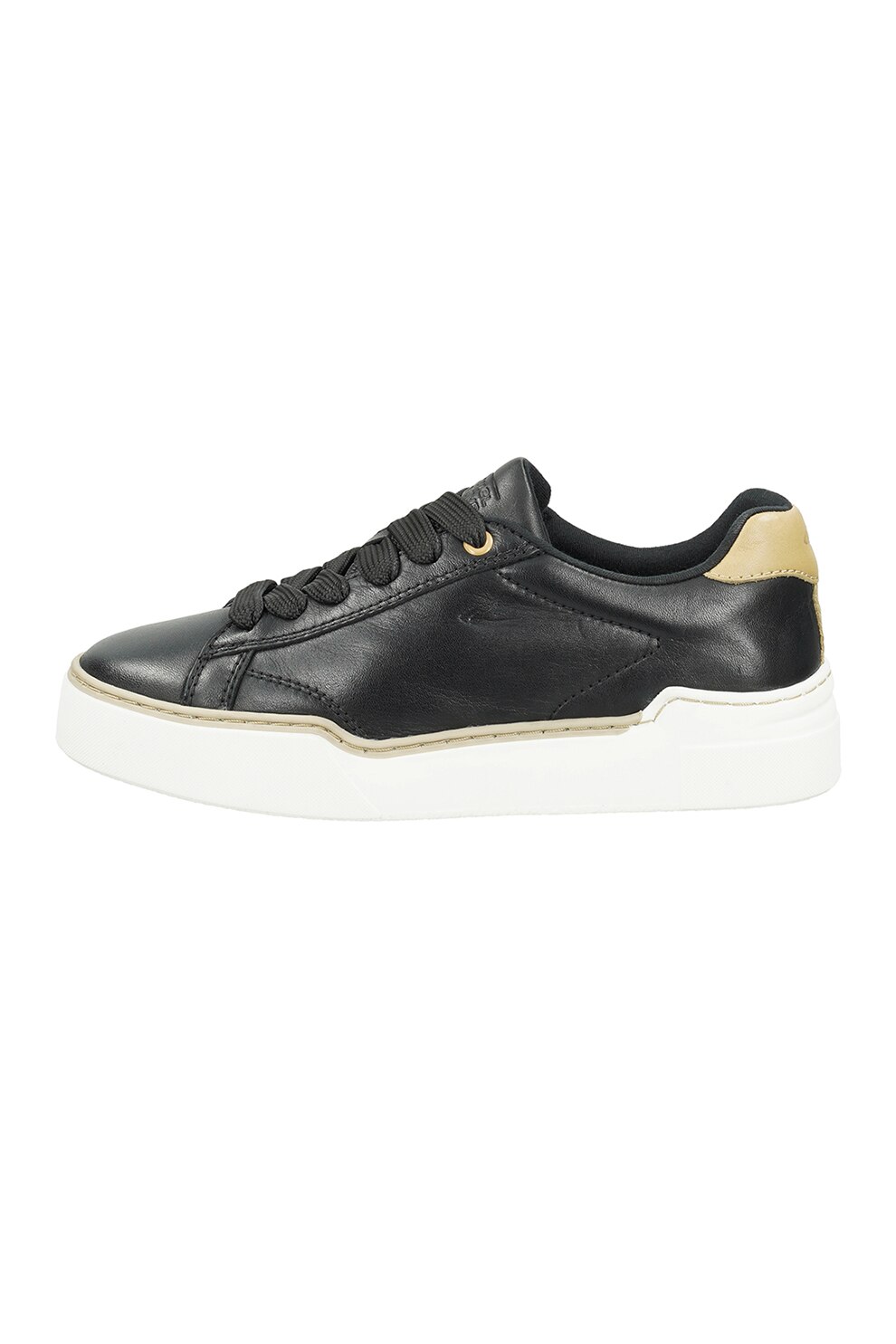 Camel Active, Pantofi sport din piele, Negru/Alb