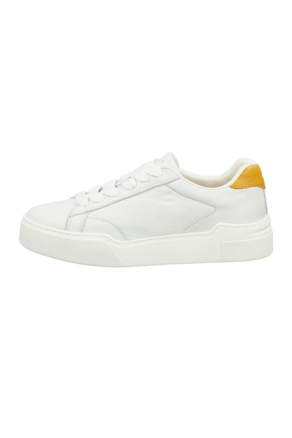 Camel Active, Pantofi sport din piele, Alb/Portocaliu