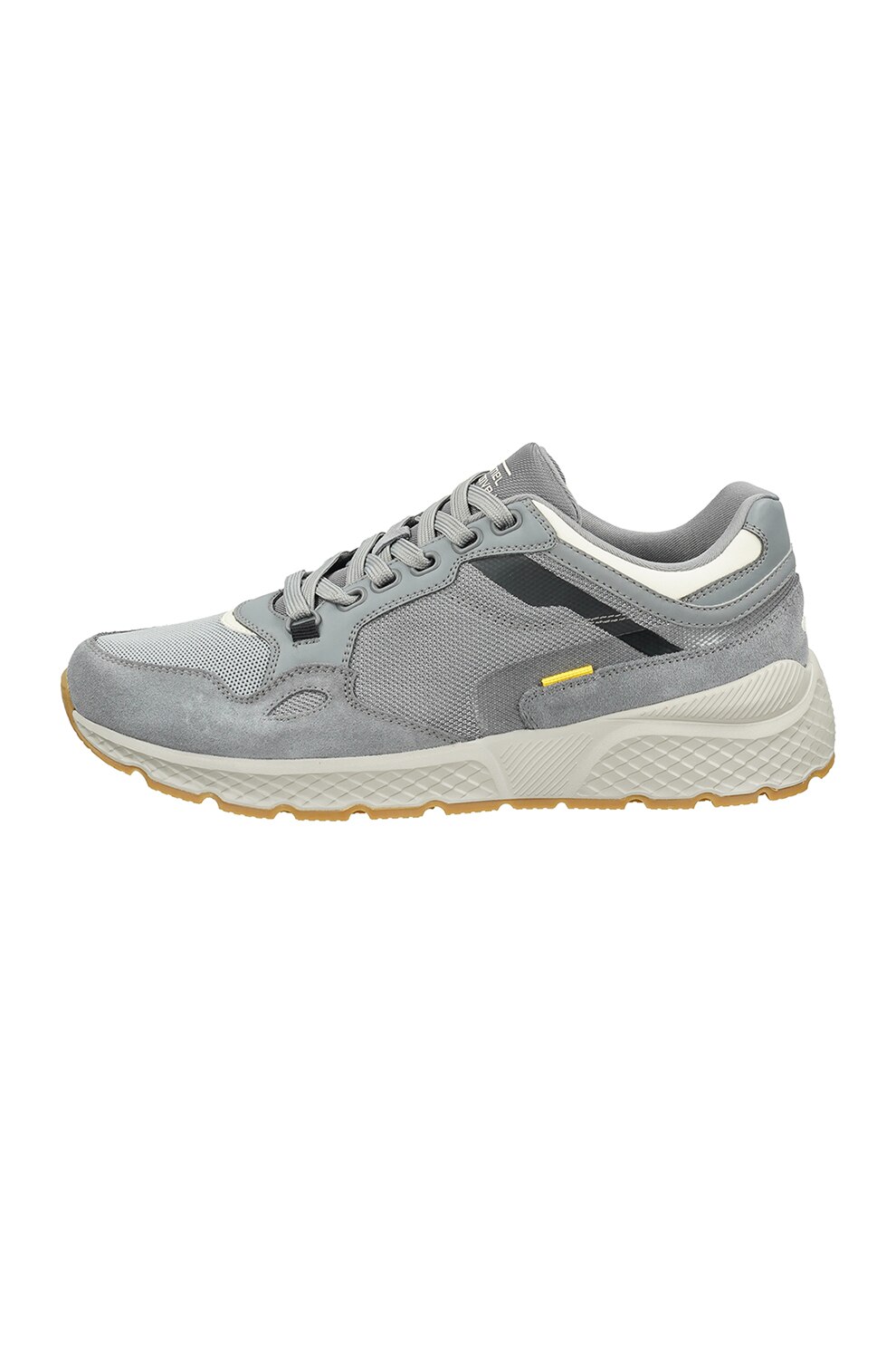Camel Active, Pantofi sport din piele intoarsa cu insertii din plasa, Gri/alb prafuit