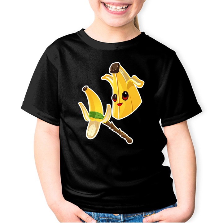 Gyerek Póló Fortnite Peely Skin Epic Weapon, Fekete