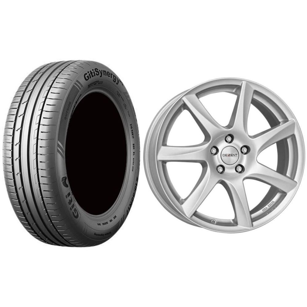 Roata completa Toyota Corolla janta aliaj Dezent TW silver 5x114.3, 16 inch si anvelopa vara Giti Synergy H2 205/55R16 91V si Senzor presiune ALCAR