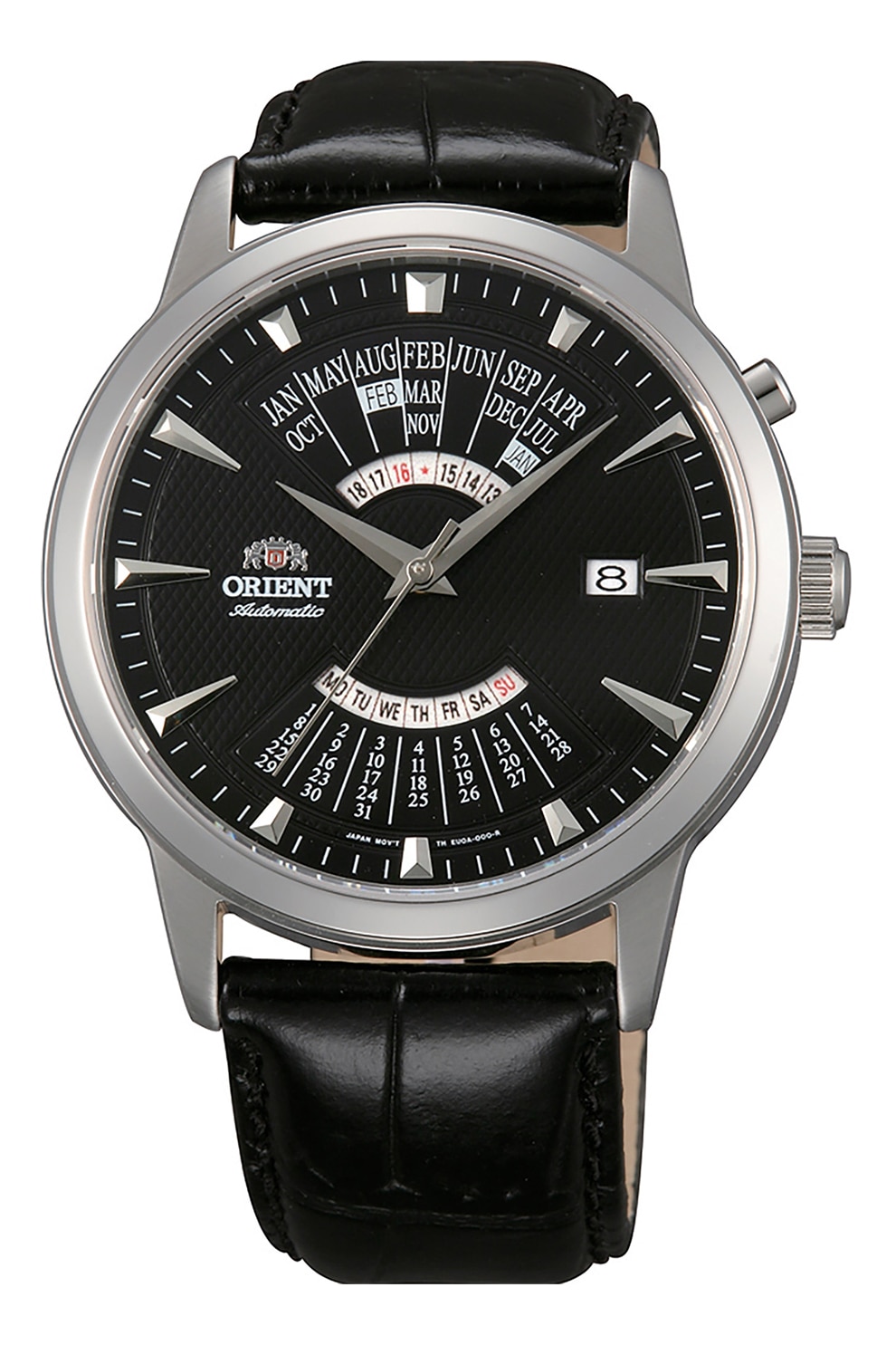 ORIENT, Ceas automatic cu o curea din piele, Negru/Argintiu