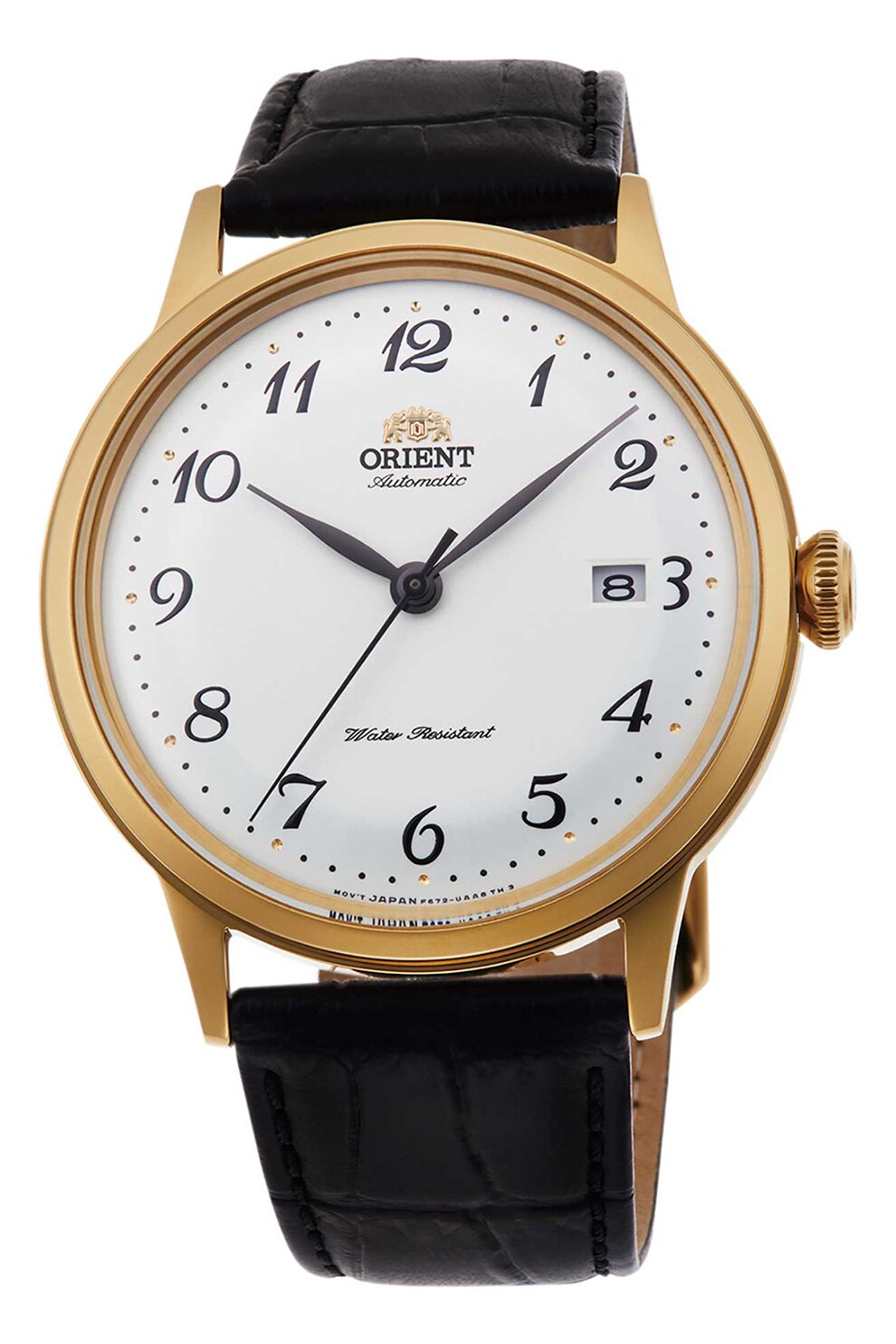 ORIENT, Ceas automatic cu o curea din piele, Negru/Auriu