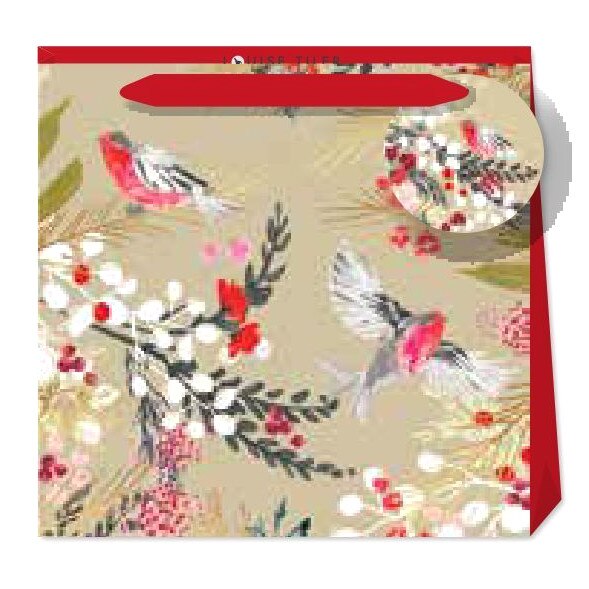 Punga cadou - Small Bag Christmas Birds, Cu model