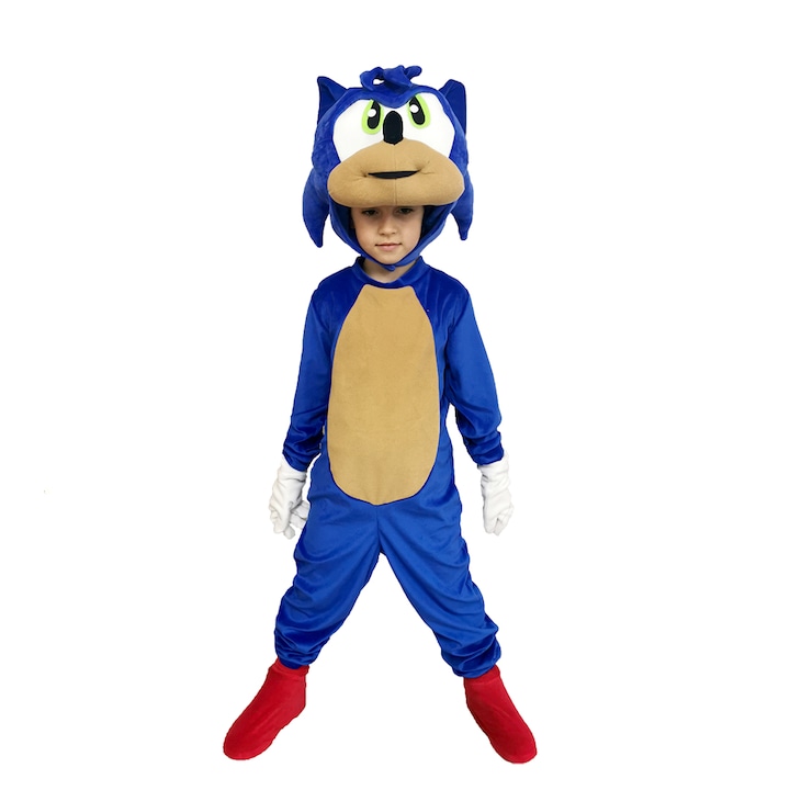 Детски карнавален костюм HuxyMascots Соник, Син, размер 134
