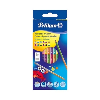 Set 24 culori creioane Pelikan Bicolor, 12 buc/set Set 24 culori creioane Pelikan Bicolor, 12 buc/set