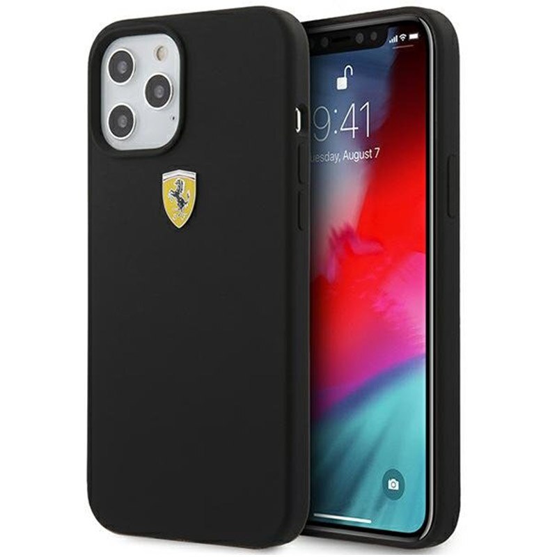 Husa Ferrari On Track Silicone compatibila iPhone 12 Pro Max, Negru