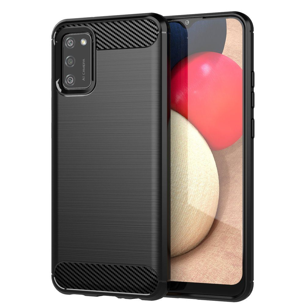 Husa Lemontti Carbon Case Flexible compatibila cu Samsung Galaxy A02s, Negru